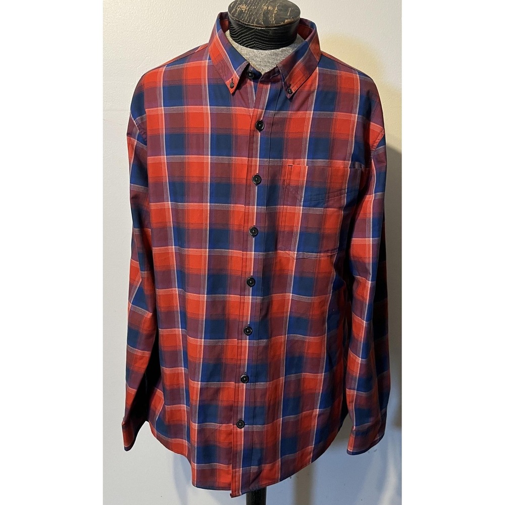 Alaskan Hardgear Shirt Mens XLT Red Blue Plaid Button Down Long Sleeve‎ Untucked